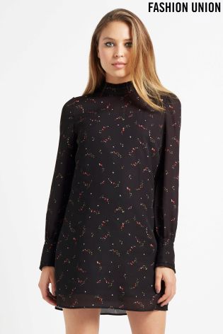 Fashion Union Floral Print Shift Dress